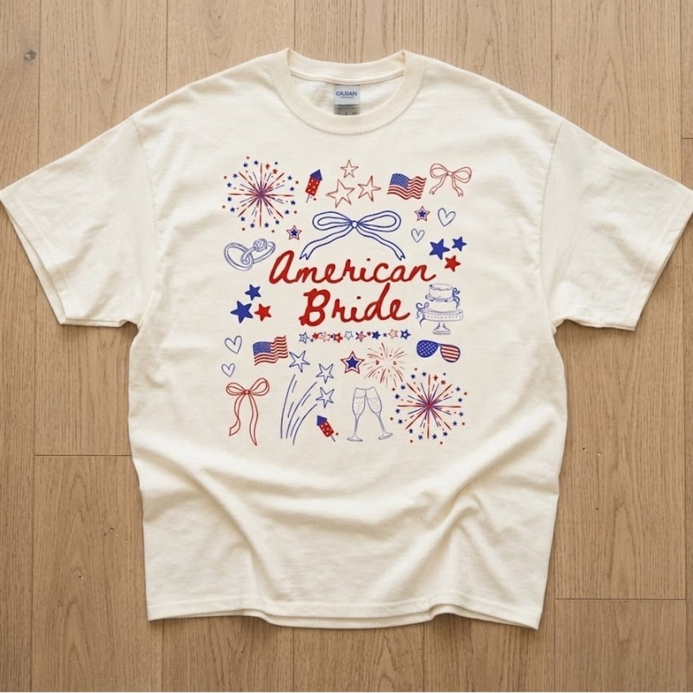 American Bride Graphic Tee Gildan Off White Aesthetic Boxy Fit Shirt